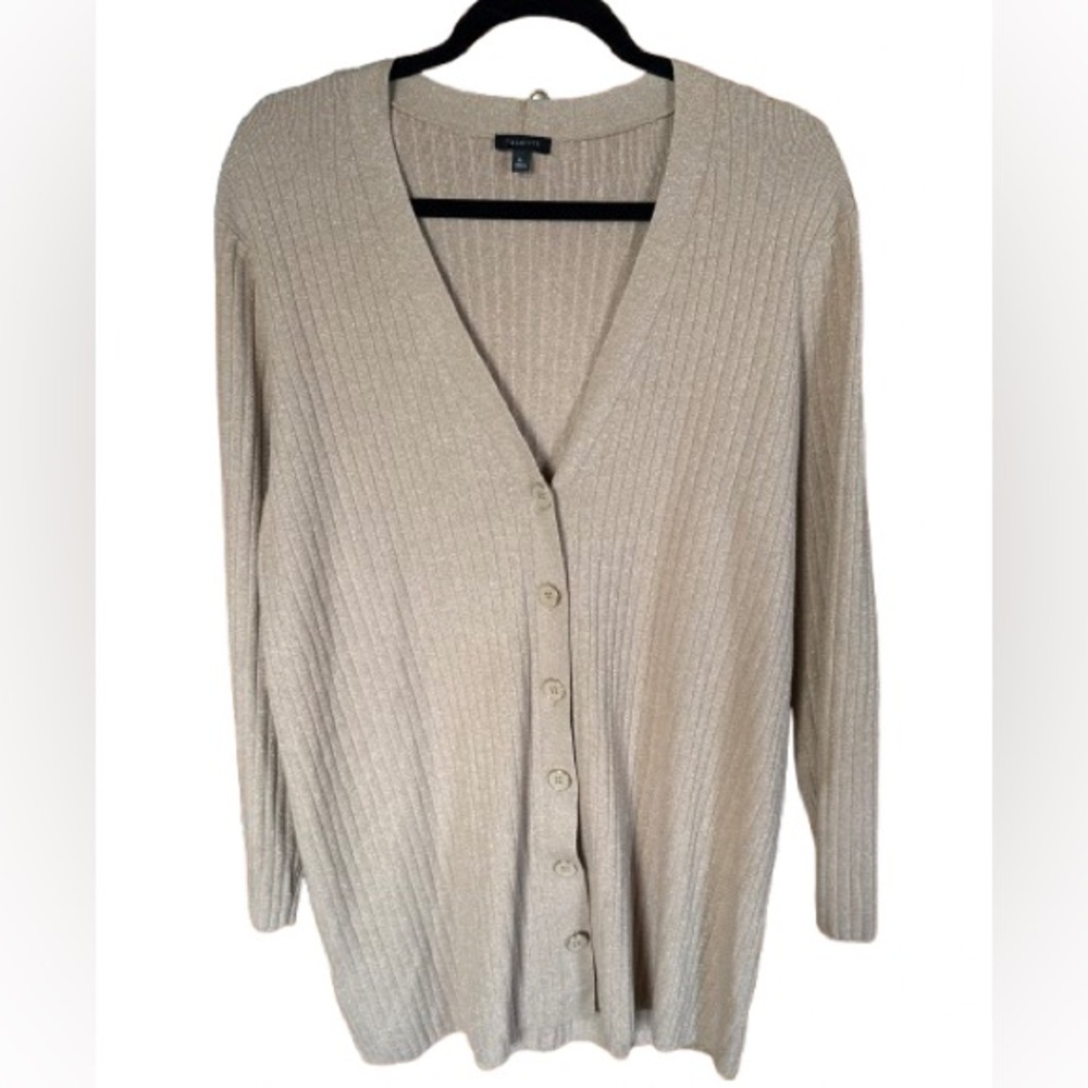 Talbots Beige Ribbed Cardigan Sweater Christmas! Holidays !